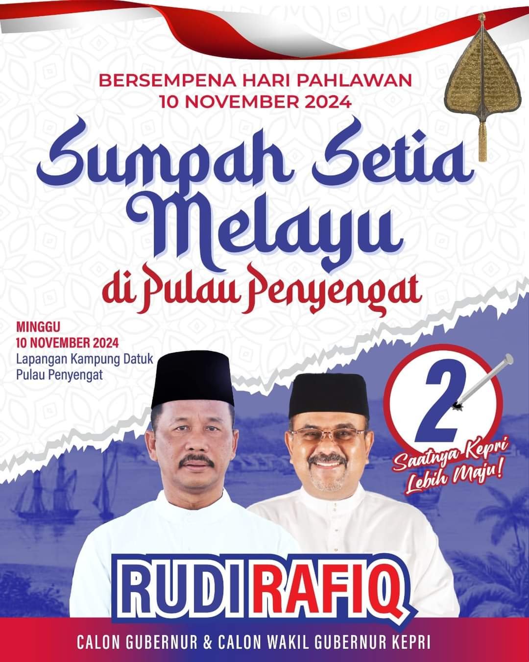 Janji Setia Melayu 1 Rudi Rafiq akan hadiri prosesi Janji Setia Melayu di Pulau Penyengat, Minggu (10/11/2024).